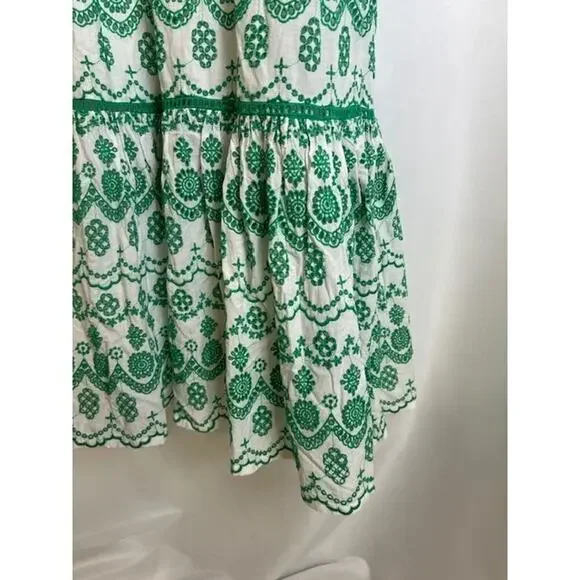 Adrianna Papell Green/Ivory Cotton Eyelet Midi Dress Size 10 MSRP $159 - Picture 6 of 10